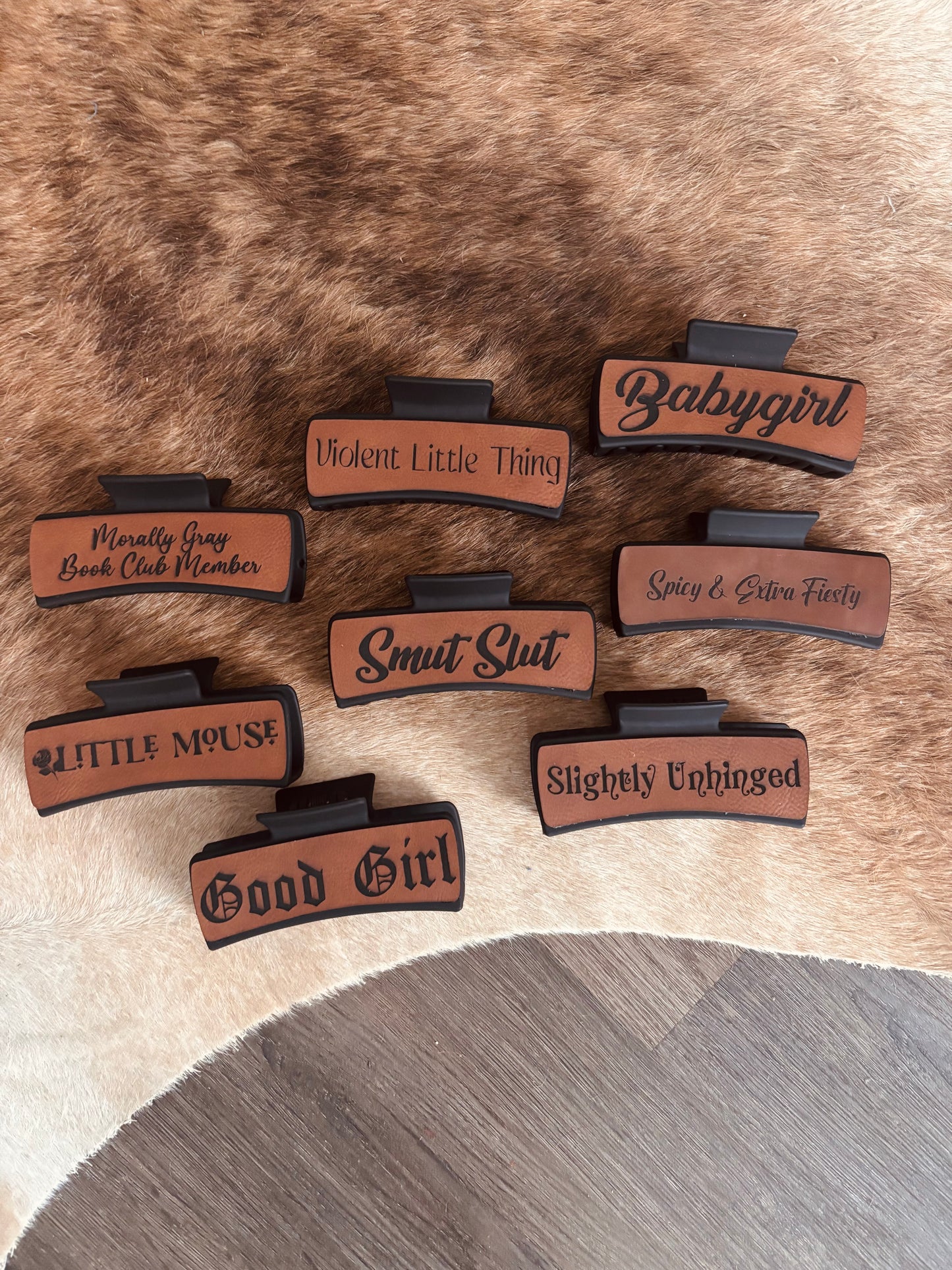 Large Leather Hair Clips