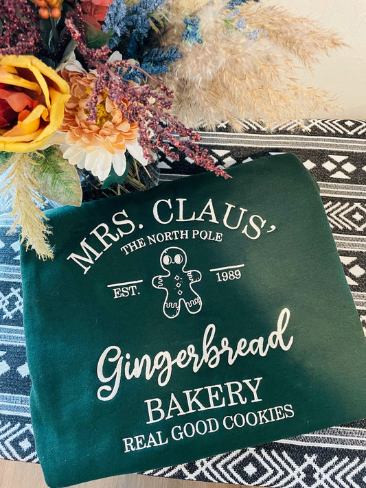 Mrs. Claus Bakery Embroidered Sweatshirt