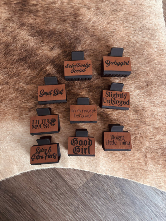 Small Leather Hair Clips