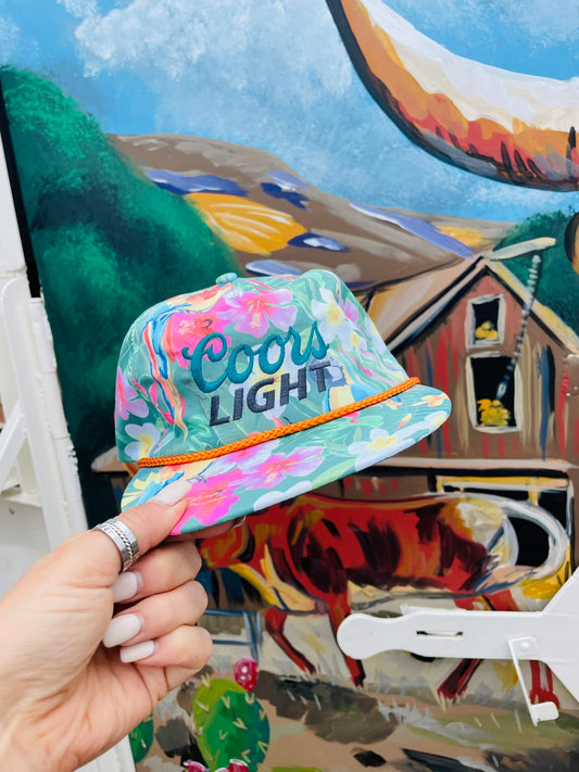 Coors Light Embroidered Floral Rope Hat